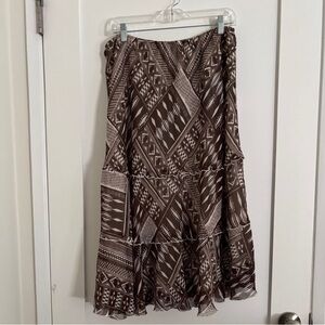 Alfred Dunner Brown Geometric Midi Skirt